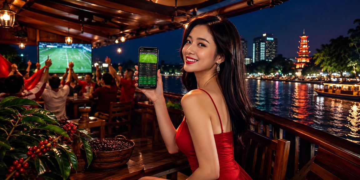 Người dùng tại Hà Nội vừa uống cà phê vừa kiểm tra tiền thưởng casino trên điện thoại di động