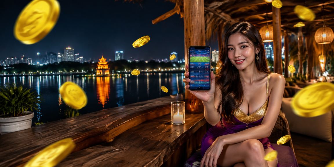 Người dùng Hà Nội xem tỷ lệ kèo thể thao trên điện thoại bên ly cà phê
