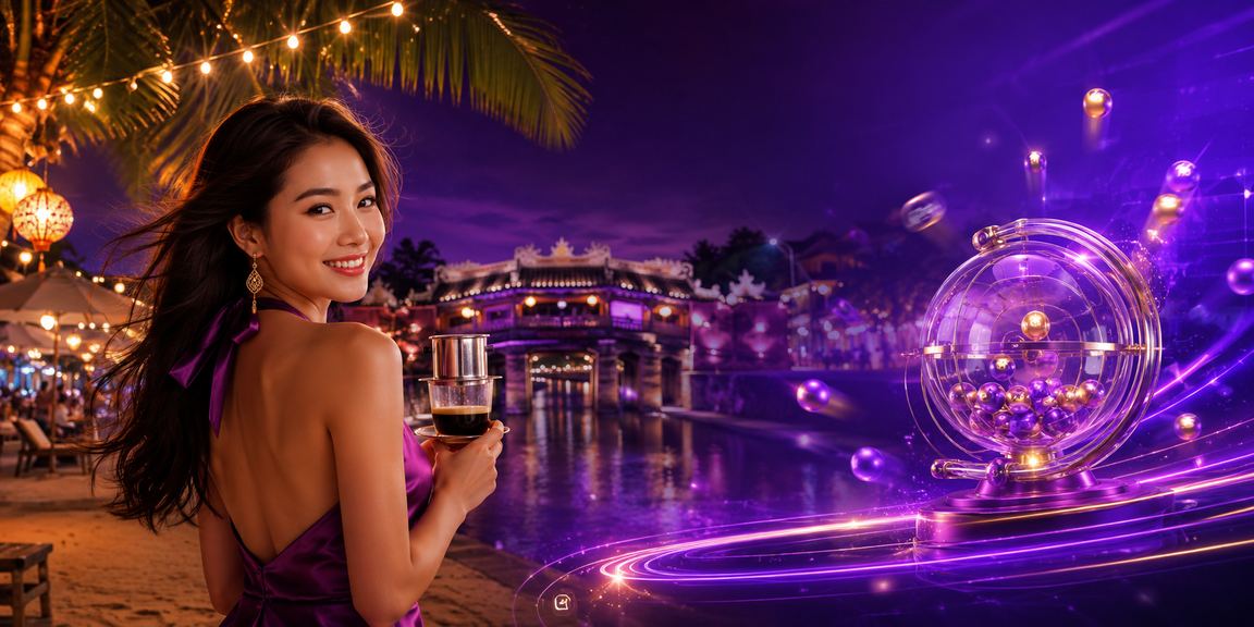 Cảnh buổi sáng tại Hội An với người dùng xem kết quả xổ số và cá cược trực tuyến